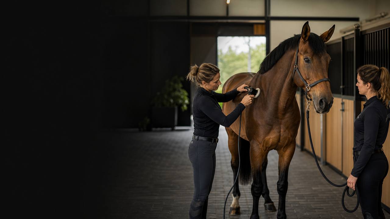 Professionele device-assisted behandeling bij een sportpaard